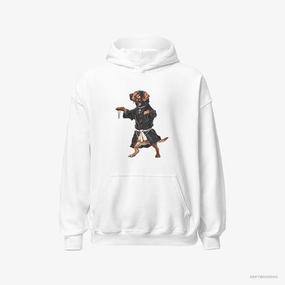 Labrador Retriever Hoodie – Men White Hoodie Classic – Grooving with Chains (on White Background)