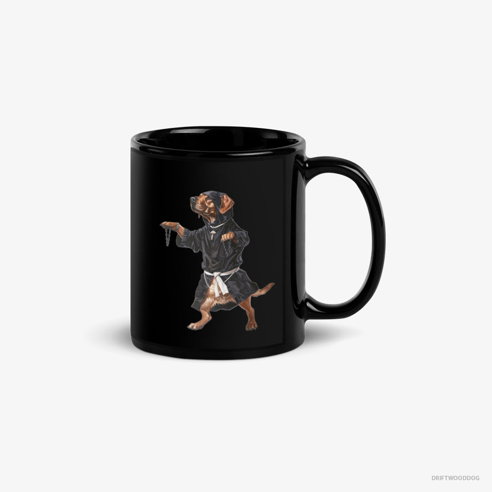 Labrador Retriever Mug – Unisex Black Mug Classic – Grooving with Chains (on White Background)