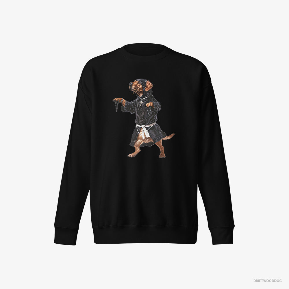 Labrador Retriever Sweatshirt – Women Black Sweatshirt Eco-Friendly – Grooving with Chains (on White Background)