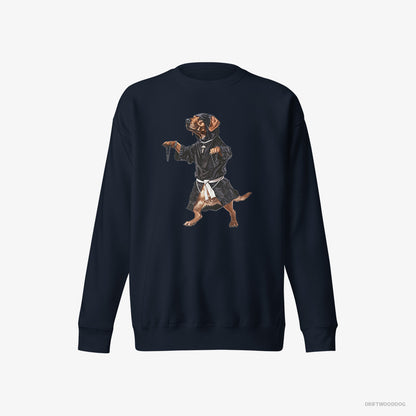 Labrador Retriever Sweatshirt – Men Navy Sweatshirt Eco-Friendly – Grooving with Chains (on White Background)