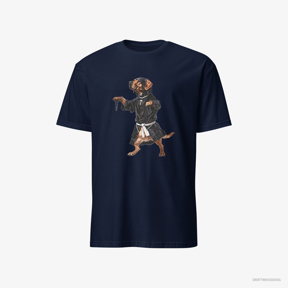 Labrador Retriever T-Shirt – Men Navy T-Shirt Classic – Grooving with Chains (on White Background)