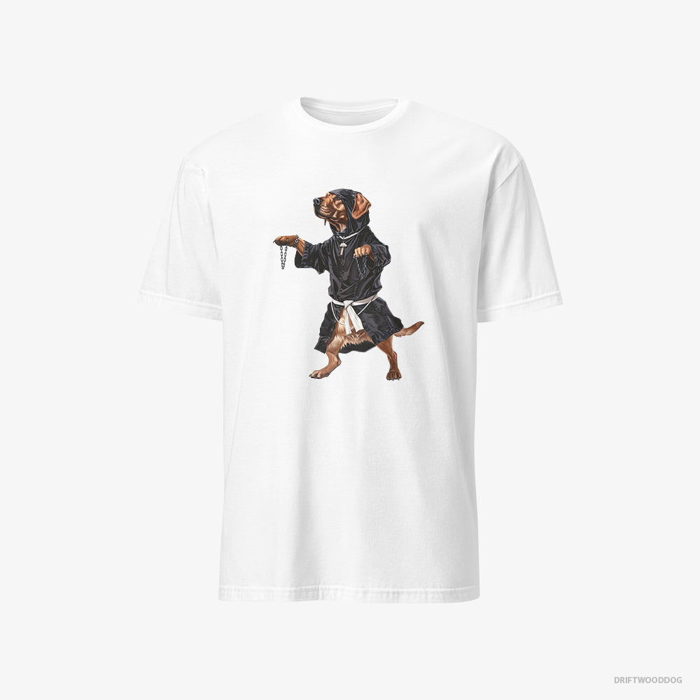 Labrador Retriever T-Shirt – Men White T-Shirt Classic – Grooving with Chains (on White Background)