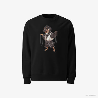 Pug Sweatshirt – Men Black Sweatshirt Classic – Spinning in Chains (on White Background)