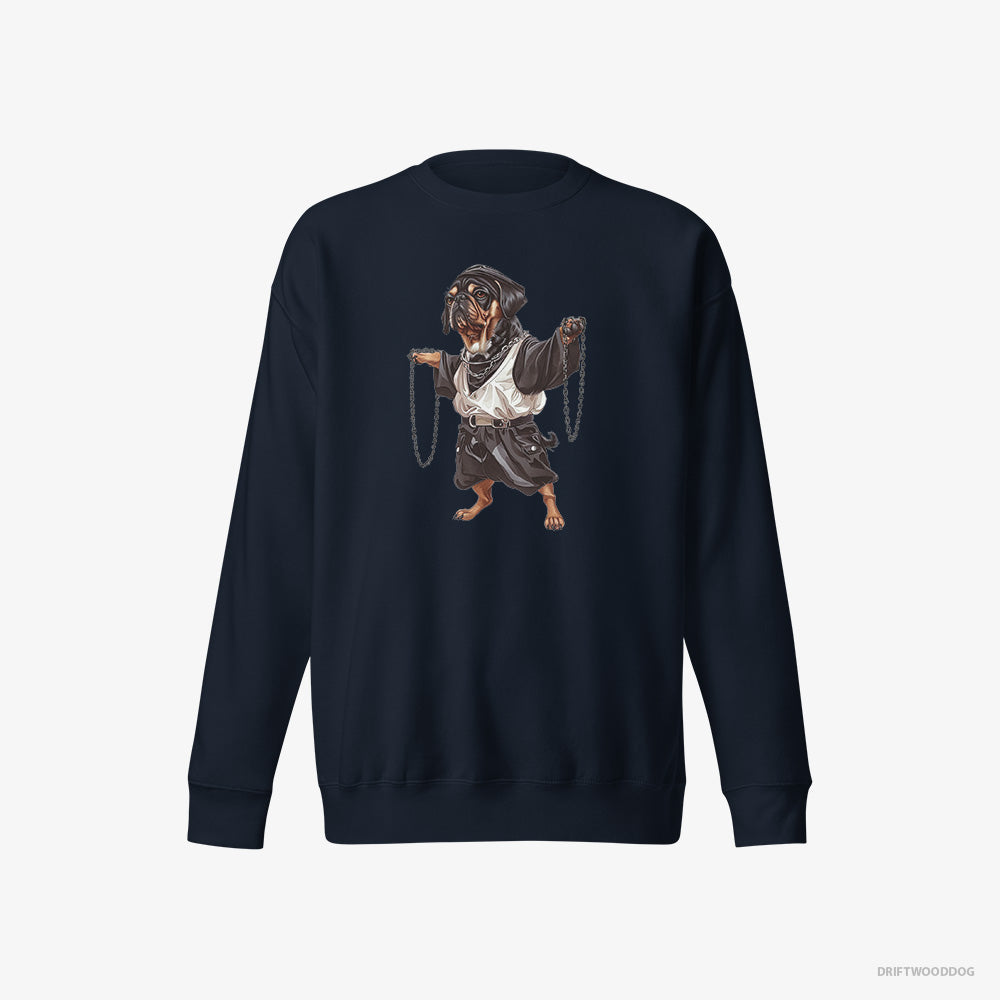 Pug Spinning in Chains – Women's Sweatshirt Navy Eco – Eco-Friendly