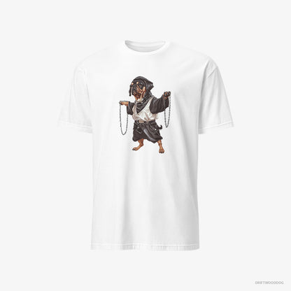 Pug T-Shirt – Men White T-Shirt Classic – Spinning in Chains (on White Background)