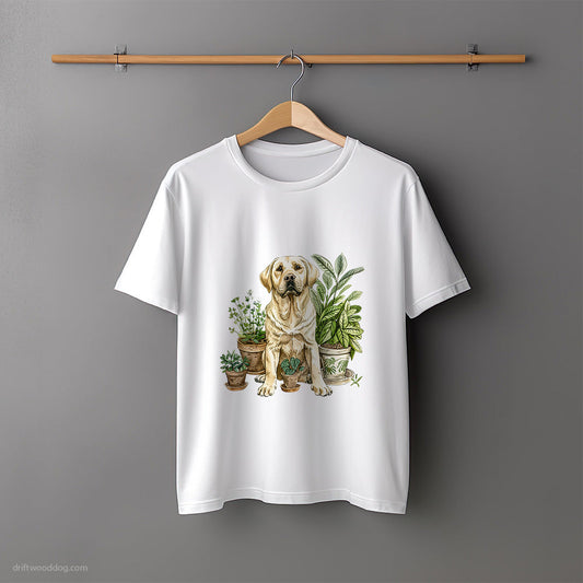 Labrador Retriever Among the Indoor Plants T-Shirt – Unisex Tee for Dog Lovers