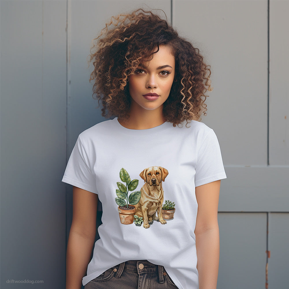 Labrador Retriever Next to Indoor Planters T-Shirt – Dog T-Shirt for Women