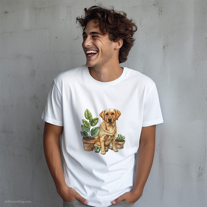 Labrador Retriever Next to Indoor Planters T-Shirt – Dog T-Shirt for Men