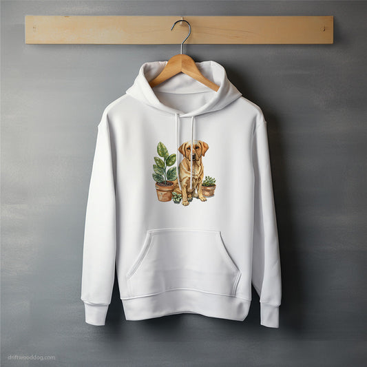 Labrador Retriever Next to Indoor Planters Hoodie – Unisex Hoodie for Dog Lovers