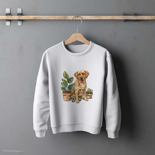 Labrador Retriever Next to Indoor Planters Sweatshirt – Unisex Sweatshirt for Dog Lovers