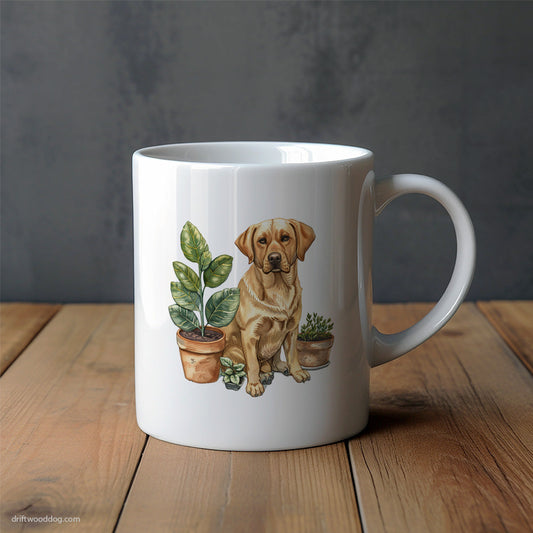 Labrador Retriever Next to Indoor Planters Mug – Unique Dog Cups | Dog-Themed Mugs