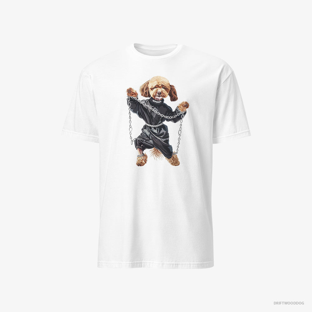 Poodle T-Shirt – Men White T-Shirt Classic – Raving to Techno (on White Background)