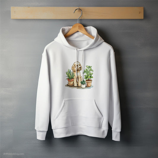 Poodle Watching Over Potted Plants Hoodie – Unisex Hoodie for Dog Lovers