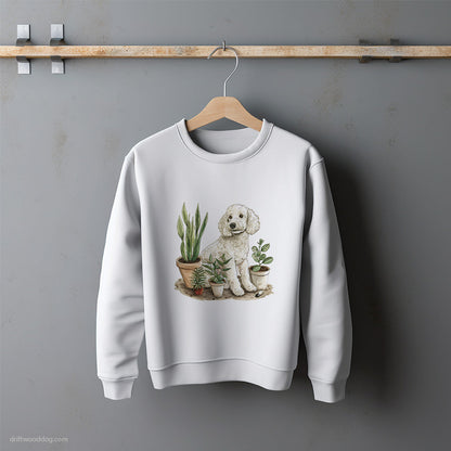 Poodle Among the Indoor Plants Sweatshirt – Unisex Sweatshirt for Dog Lovers