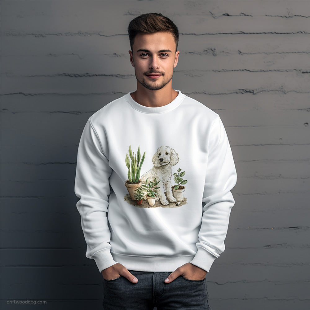 Poodle Among the Indoor Plants Sweatshirt – Unique Dog Sweatshirt for Men