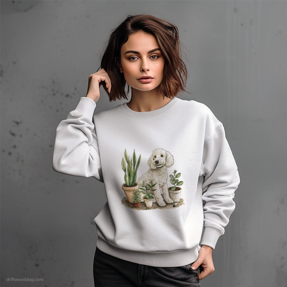 Poodle Among the Indoor Plants Sweatshirt – Dog-Themed Gifts for Dog Lovers