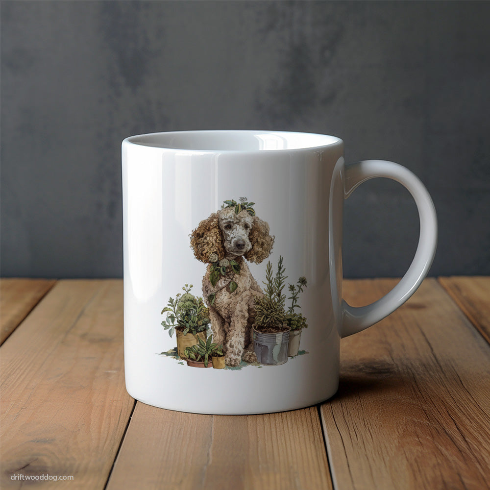 Poodle Sitting by Succulents Mug – Unique Dog Cups | Dog-Themed Mugs