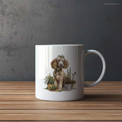 Poodle Sitting by Succulents Mug – Funny Dog Coffee Mugs | Quirky Canine Drinkware