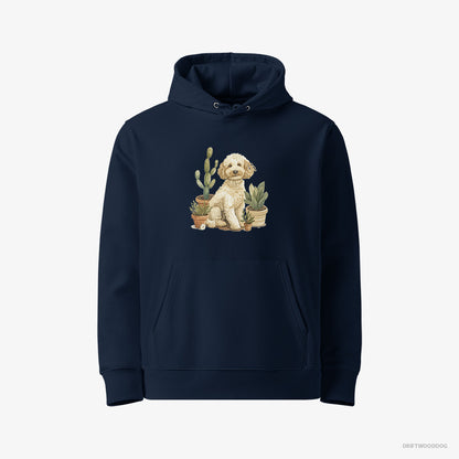 Poodle Relaxing Among Flowerpots Navy Hoodie