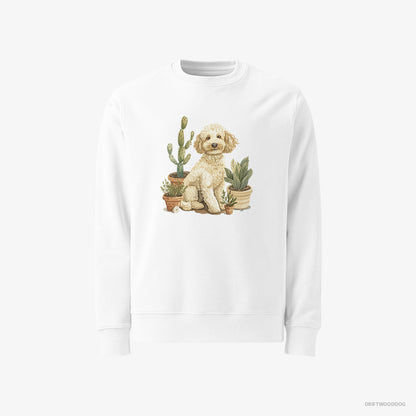 Poodle Relaxing Among Flowerpots White Sweatshirt