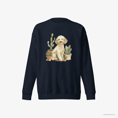 Poodle Relaxing Among Flowerpots Navy Sweatshirt