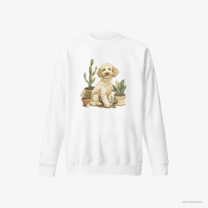 Poodle Relaxing Among Flowerpots White Sweatshirt