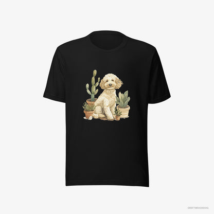 Poodle Relaxing Among Flowerpots Black T-Shirt