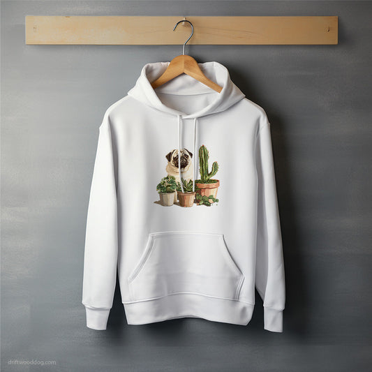 Pug Admiring the Succulents Hoodie – Unisex Hoodie for Dog Lovers