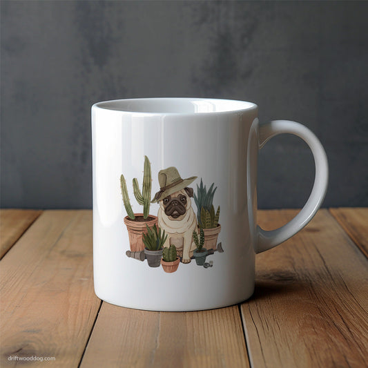 Pug Resting Among Houseplants Mug – Unique Dog Cups | Dog-Themed Mugs