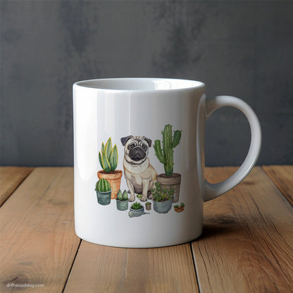 Pug Arranging the Flowerpots Mug – Unique Dog Cups | Dog-Themed Mugs