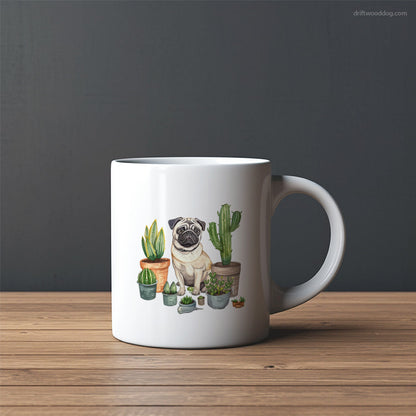 Pug Arranging the Flowerpots Mug – Custom Dog Mugs | Personalized Pet Mugs