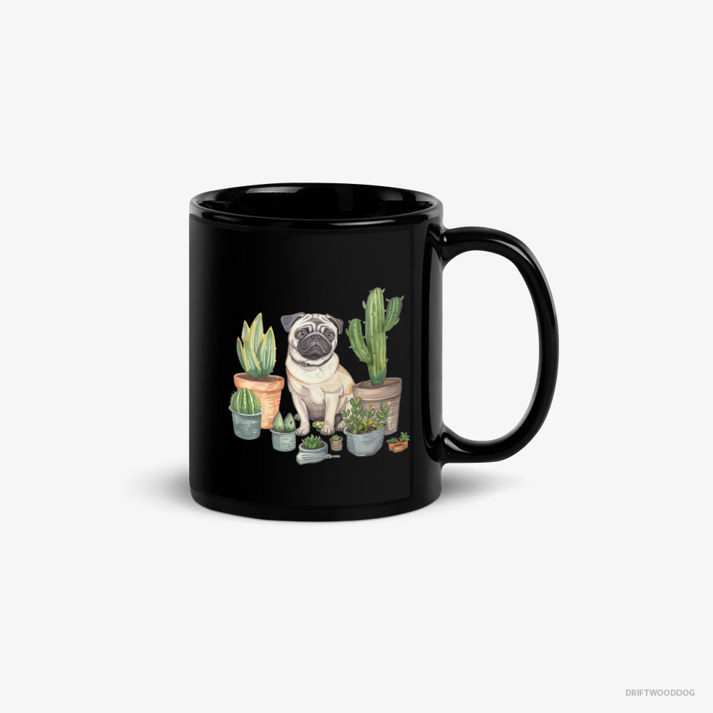 Pug Arranging the Flowerpots – Mug Black – Classic