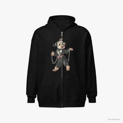 Yorkshire Terrier Vibes to Techno Black Hoodie