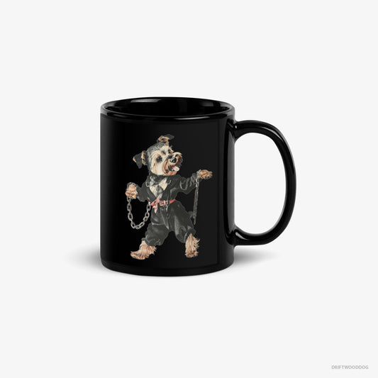 Yorkshire Terrier Vibes to Techno – Mug Black – Classic