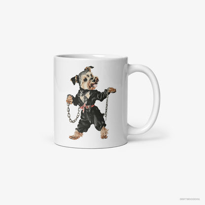 Yorkshire Terrier Vibes to Techno White Mug