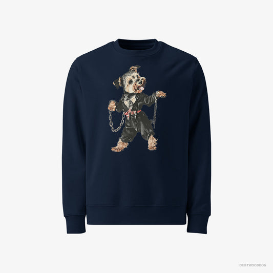 Yorkshire Terrier Vibes to Techno – Men's Sweatshirt Navy – Classic