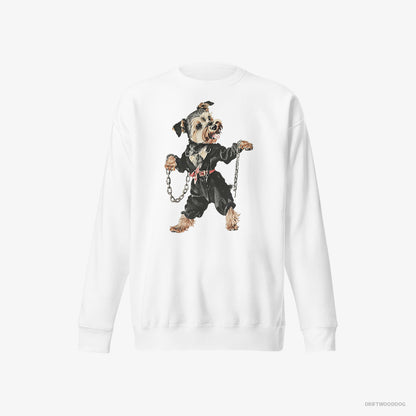 Yorkshire Terrier Vibes to Techno White Sweatshirt