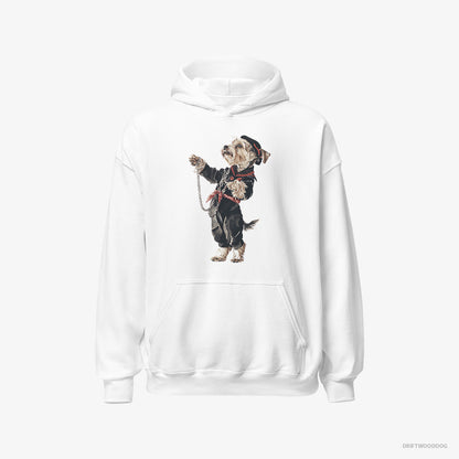 Yorkshire Terrier in a Techno Trance White Hoodie