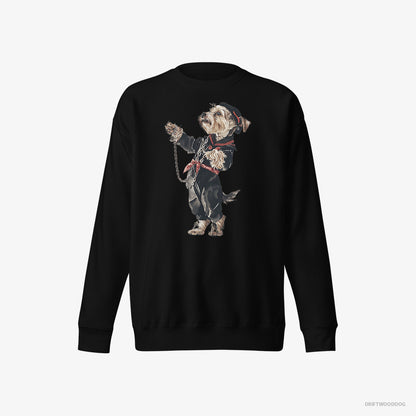 Yorkshire Terrier in a Techno Trance Black Sweatshirt