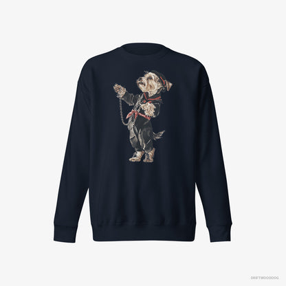 Yorkshire Terrier in a Techno Trance Navy Sweatshirt