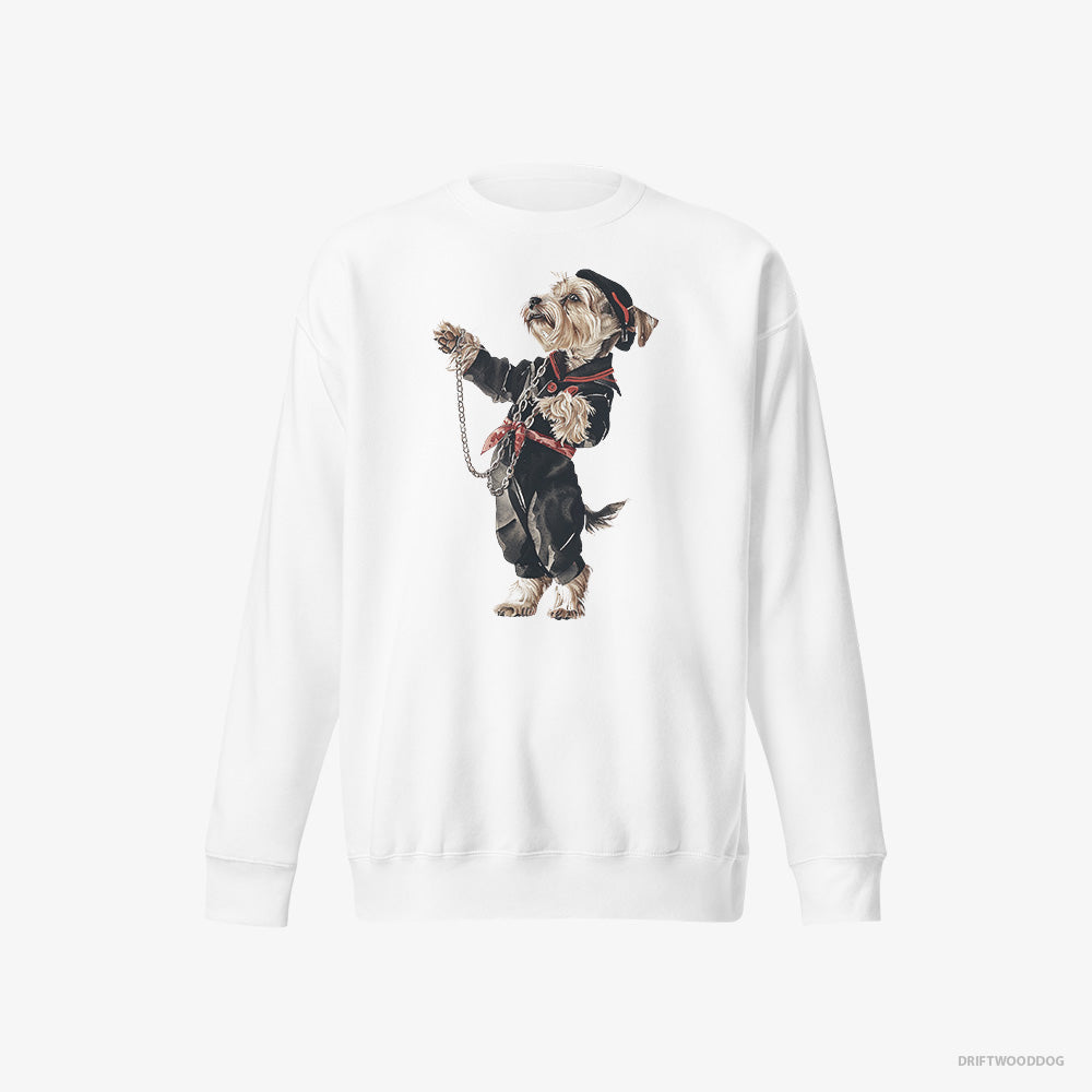 Yorkshire Terrier in a Techno Trance – Men's Sweatshirt White Eco – Eco-Friendly