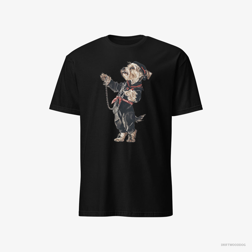 Yorkshire Terrier T-Shirt – Women Black T-Shirt Classic – in a Techno Trance (on White Background)