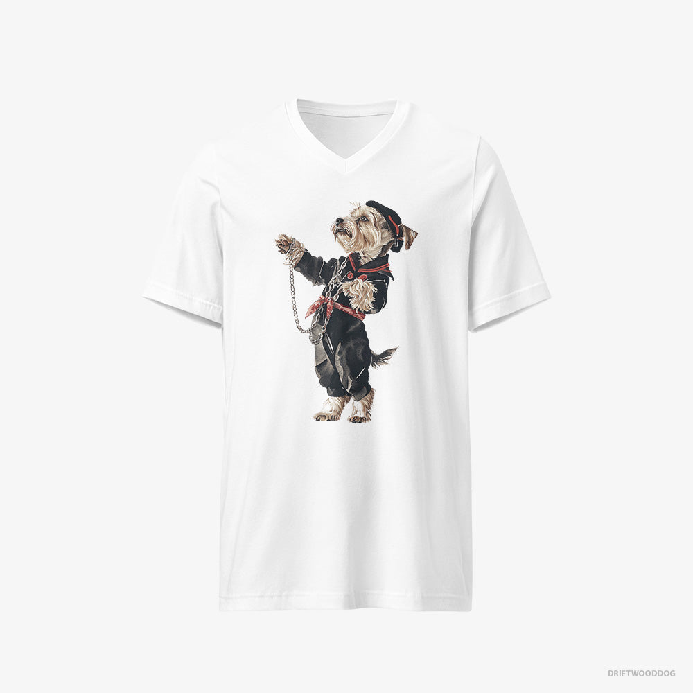 Yorkshire Terrier in a Techno Trance – Women's T-Shirt White V-Neck – V-Neck