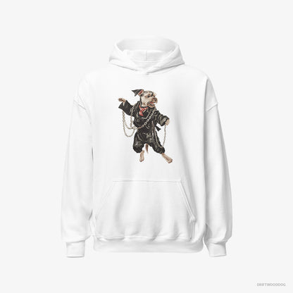 Yorkshire Terrier Hoodie – Men White Hoodie Classic – in a Techno Frenzy (on White Background)