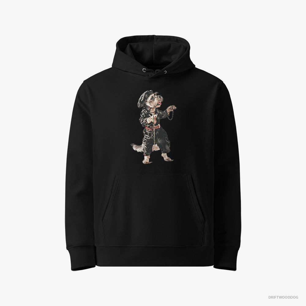 Yorkshire Terrier Hoodie – Women Black Hoodie Eco-Friendly – Raving in Black (on White Background)