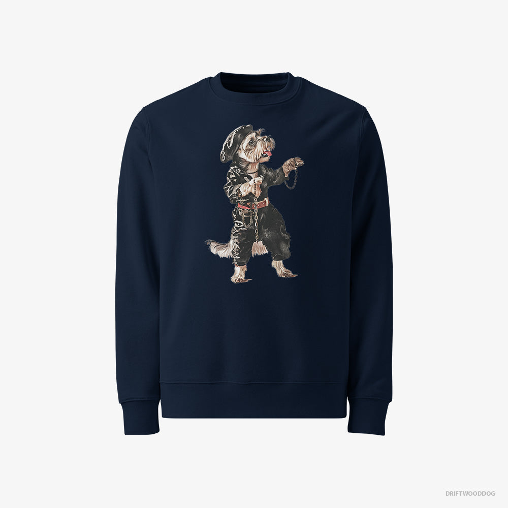 Yorkshire Terrier Sweatshirt – Men Navy Sweatshirt Classic – Raving in Black (on White Background)