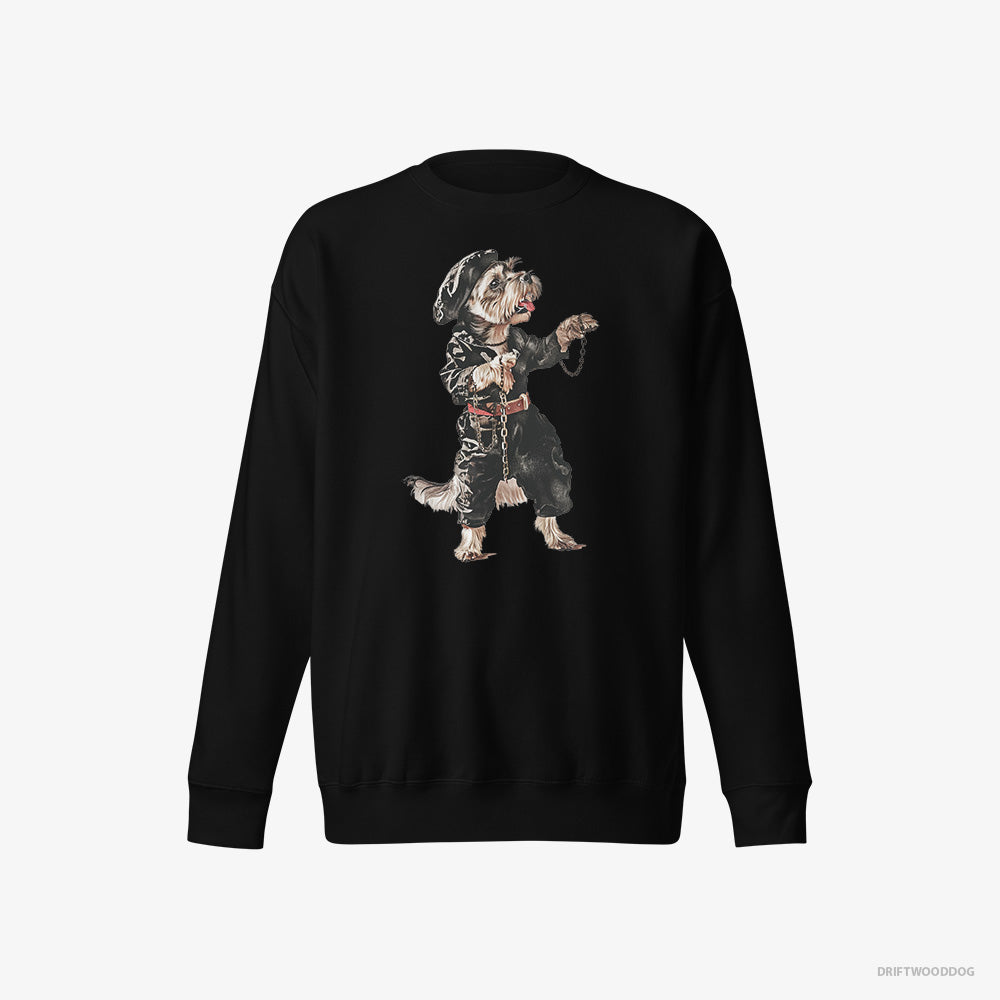 Yorkshire Terrier Sweatshirt – Women Black Sweatshirt Eco-Friendly – Raving in Black (on White Background)