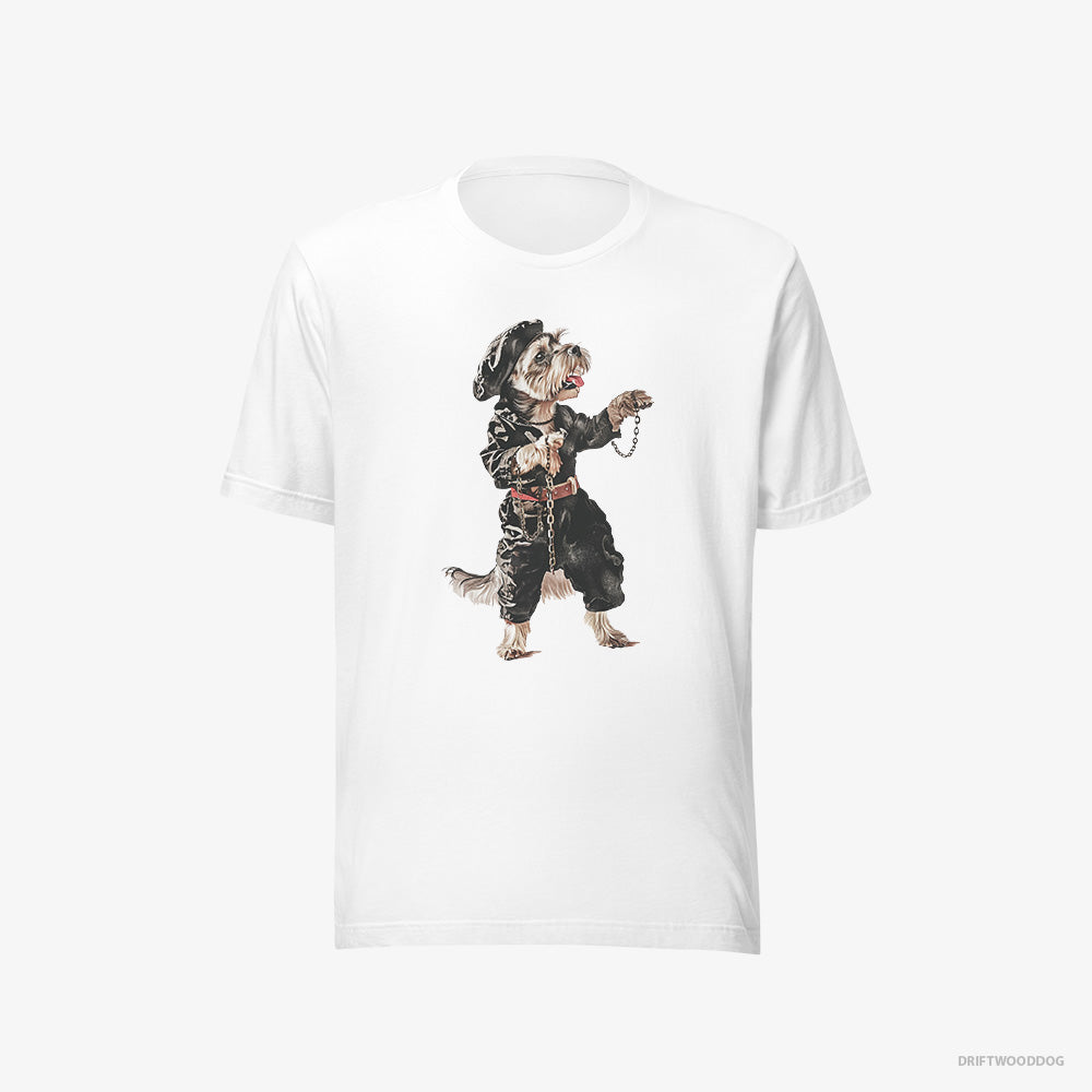 Yorkshire Terrier T-Shirt – Men White T-Shirt Eco-Friendly – Raving in Black (on White Background)