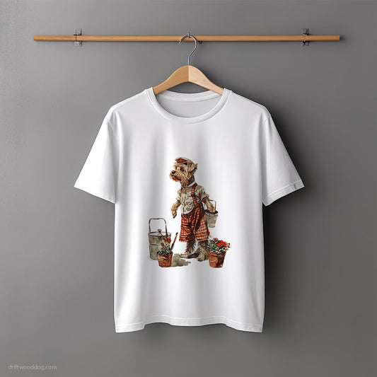 Yorkshire Terrier Watering the Flowers T-Shirt – Unisex Tee for Dog Lovers