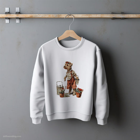 Yorkshire Terrier Watering the Flowers Sweatshirt – Unisex Sweatshirt for Dog Lovers